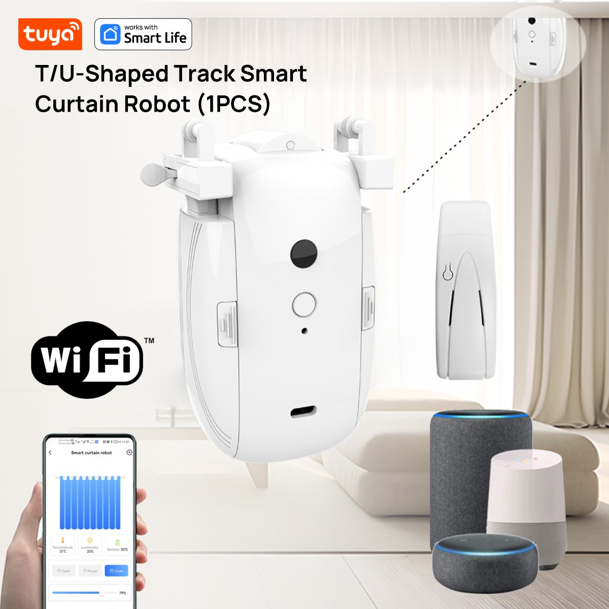 Smart Home Wifi Hub - Tuya Smart WiFi Curtain Robot (1PCS