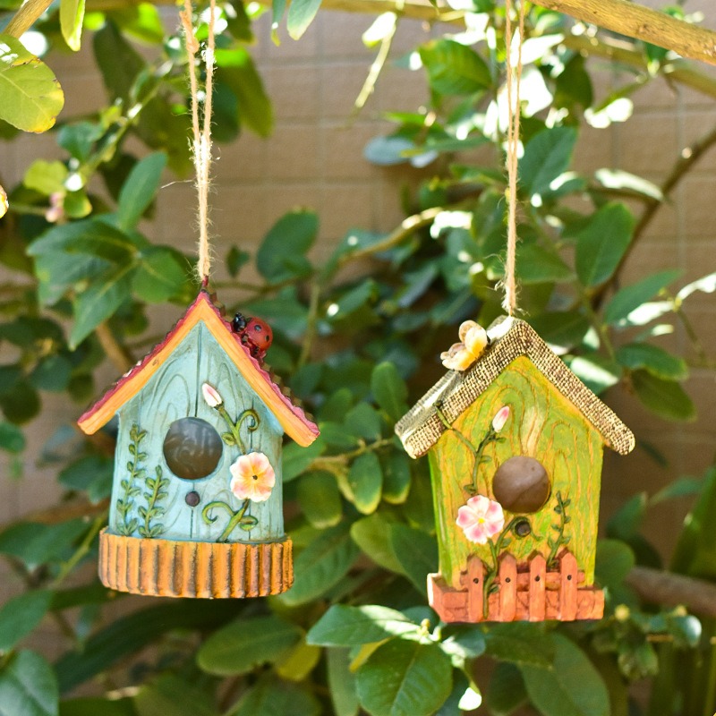 Rustic Resin Bird House Statue - Smart Home Nest ulasan dan harga