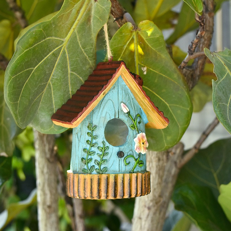 Rustic Resin Bird House Statue - Smart Home Nest ulasan dan harga