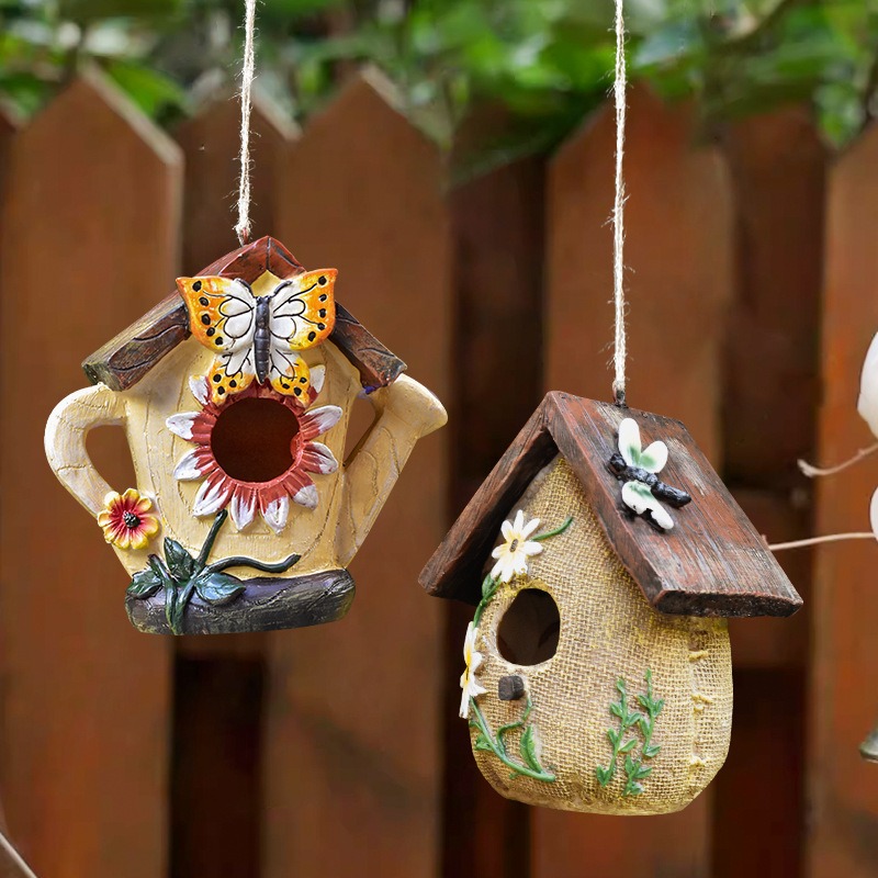 Rustic Resin Bird House Statue - Smart Home Nest ulasan dan harga