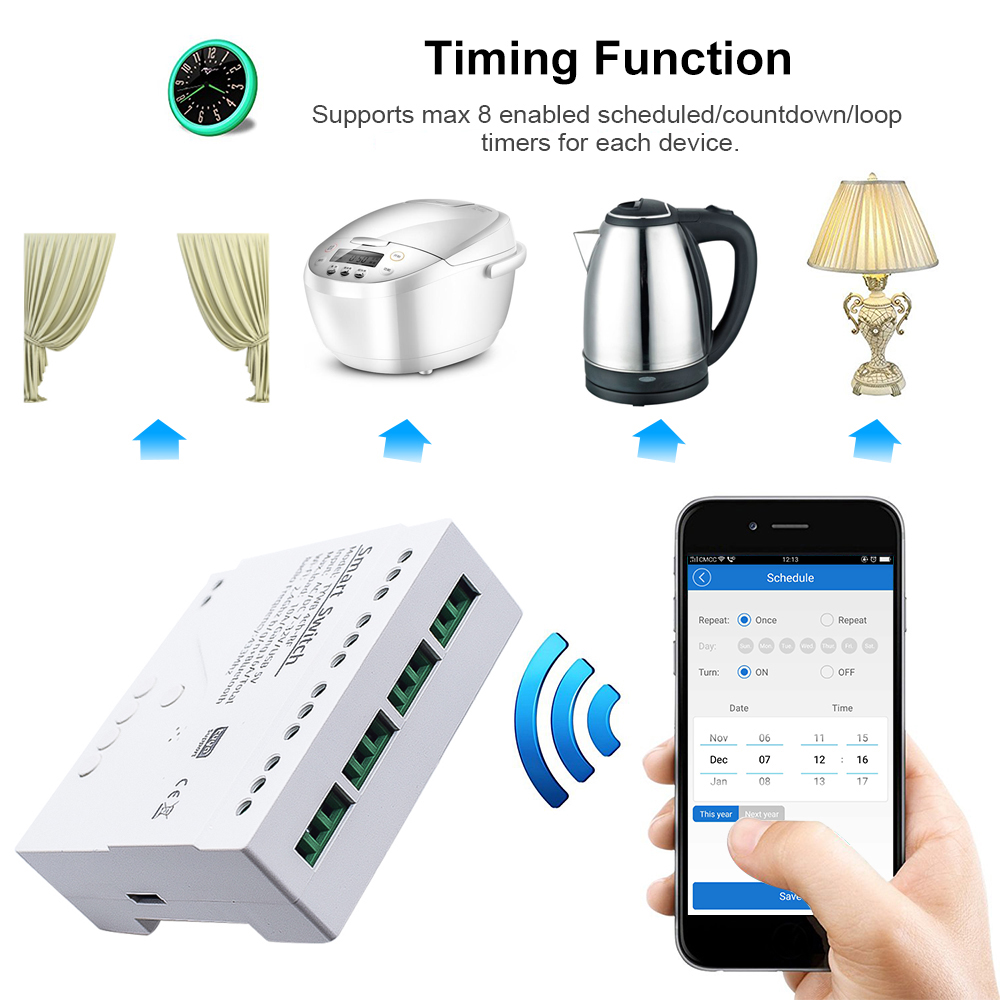 Wifi Smart Light Switch 4CH Md - Tuya Wifi Socket ulasan dan harga